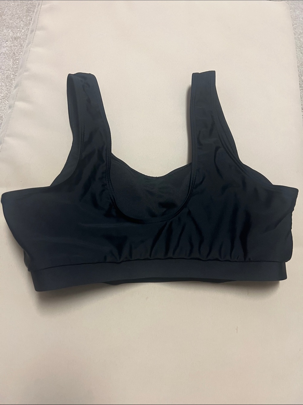 Black Women's Swim Crop Top and Swim Shorts Set - Picture 3 of 4